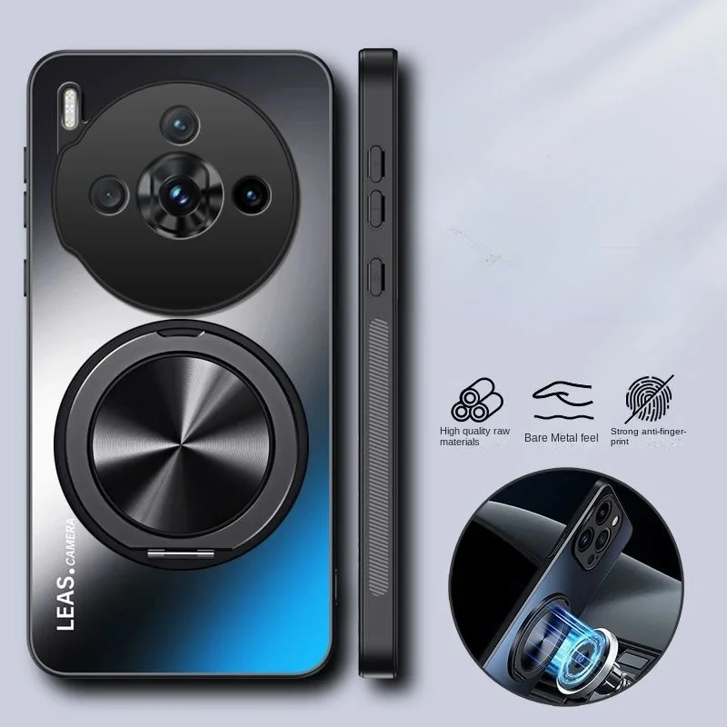 Magnetic Ring Stand Case - Matte Bumper Anti-Fingerprint Protective Cover