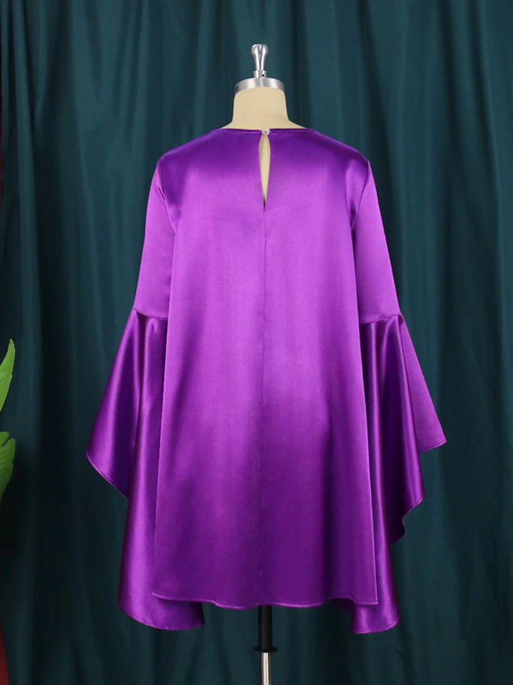 Women's Loose Shirt Shiny Glitter Casual Big Flare Sleeve Dress 5