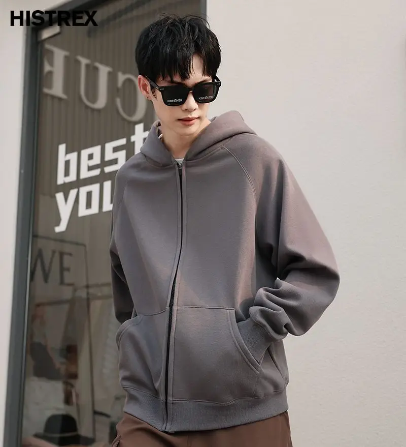 Light Luxury Brand 100% Cotton Hoodie,Winter Warm Thick 600 Grams Heavy Weight Tops,Lambswool Fleece Men Women Zipper Sweatshirt 5