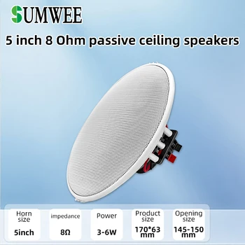 SUMWEE 8 Ohm Full range stereo sound Passive Ceiling Speakers home Theater Background Music audio system 5 inch in wall speakers