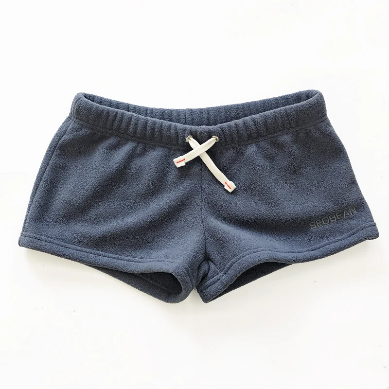 Sexy Men's Fleece Cotton Knitted Pants Shorts Underwears Male Plus Size Casual Sleeping Shorts