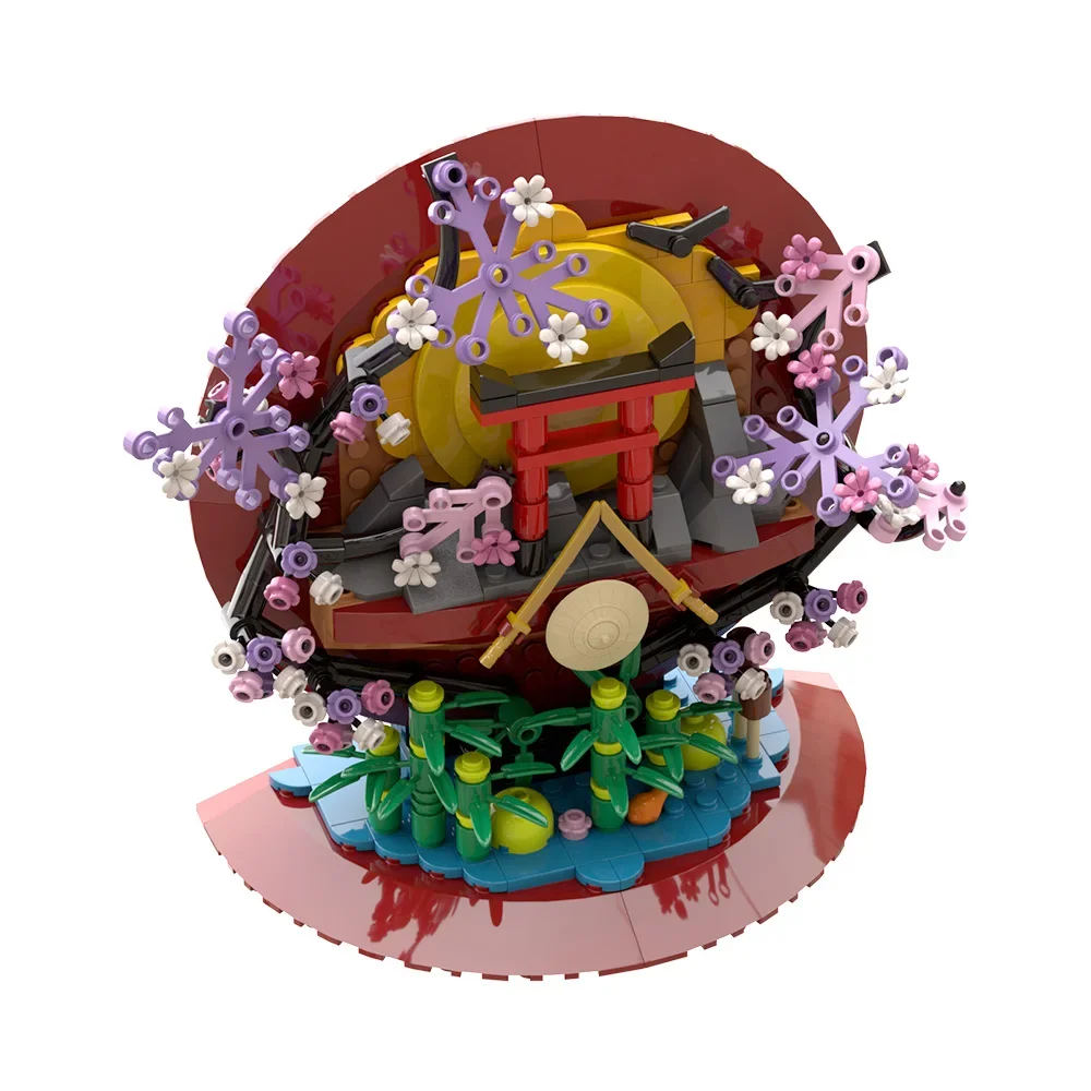 MOC Japanese Art 3D Paintings Bricks Model Japan City Street View 3D Sakura Art Photo Frame Building Blocks Assembly Toys Gifts