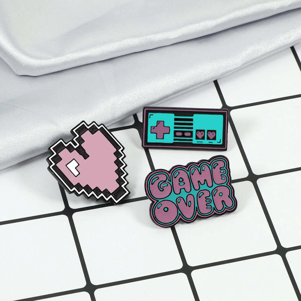 PLAY! Retro Arcade Game Enamel Pins Cartoon 90s Gamepad