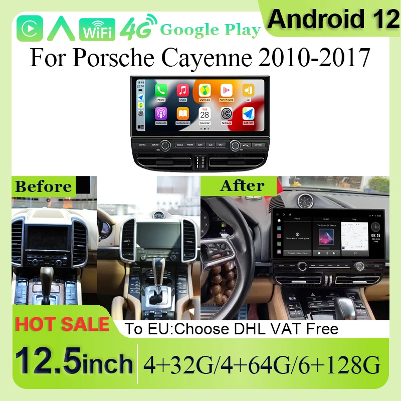 

New style LCD Monitor For Porsche Cayenne 2010-2017 12.5" Android 12 6G+128G Navi Multimedia Player Carplay Auto Radio Stereo 4G