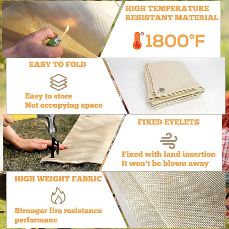 Outdoor Camping Fireproof Cloth Picnic Barbecue Insulation Mat Flame Retardant High Temperature Fire Blanket Fiberglass Mat