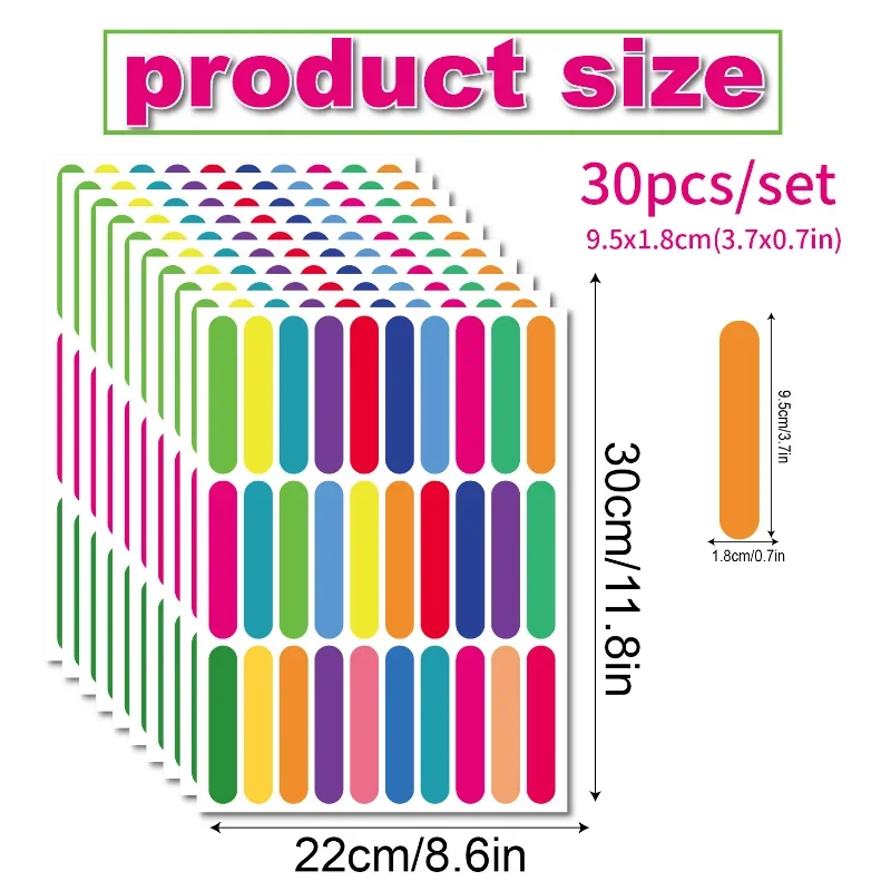 30pcs/set Colorful Strip Shape Wall Sticker DIY Self-adhesive Stickers Kids Room Living Room Wallpaper Home Decoration