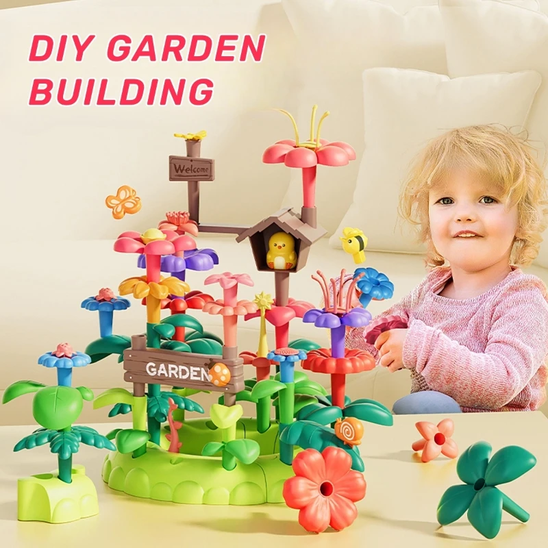 51PCS DIY Garden Building Blocks DIY Intelligence Flower Grow Imagination Assembly Build bricks kid Toys