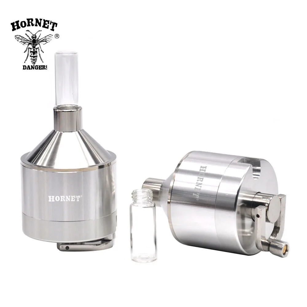 Hornet 56Mm /44Mm Alluminio Metallo Polvere Spice Grinder Herb Mill Grinder Frantoio A Mano Con Bottiglia Di Vetro Snuff