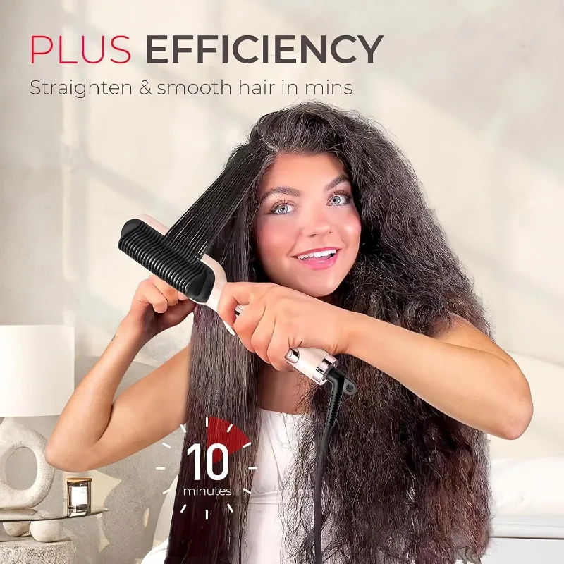 TYMO Ring Plus Ionic Hair Straightener Brush-Straightening Comb with Negative Ions for Women, Titanium Coating
