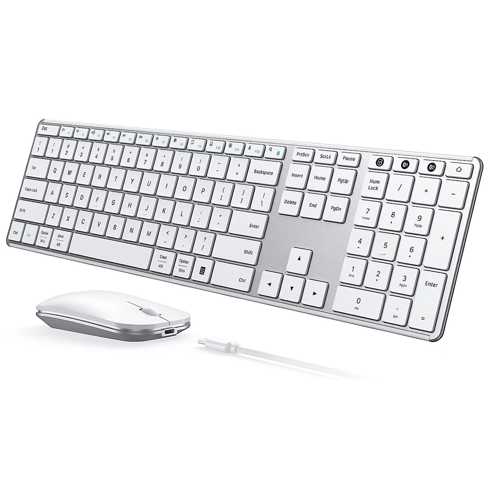 Seenda Bluetooth Keyboard And Mouse Combo - Multi-Device Ergonomic Set With Phone Holder, Full Size (Black)