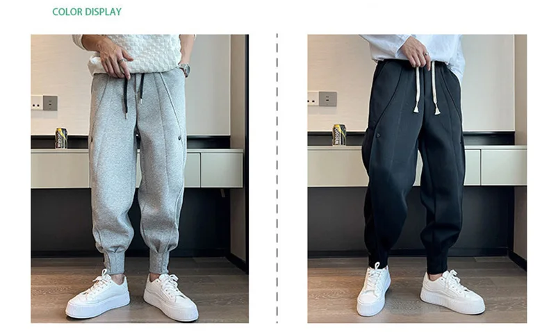 casual joggers mens Gothic Style Black Pants Men Outdoor Travelling Casual Sweatpants Office Minimalist Daily Wide Leg Trousers Jogger Men Clothing big and tall casual pants