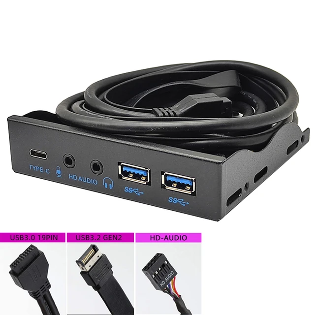 Usb Front Panel For Pc Usb3.2 Gen2 10gbps Type C + 19pin 2port Usb3.0 Hub +  Hd Audio 3.5mm Earphone Mic For 3.5 Floppy Disk Bay - Pc Hardware Cables &  Adapters - AliExpress
