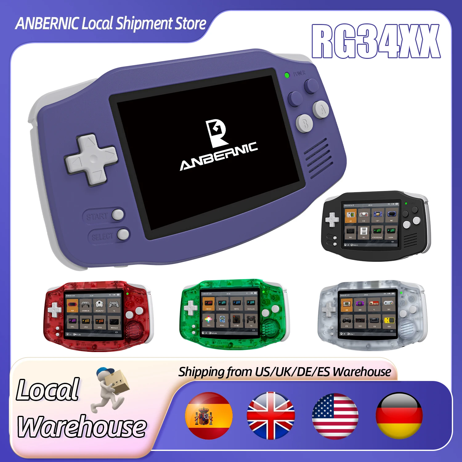 ANBERNIC RG34XX Consola de juegos portátil Linux 64 bits 3500mAH Bluetooth Pantalla IPS de 3,4 pulgadas RG 34XX Reproductores de videojuegos retro PSP