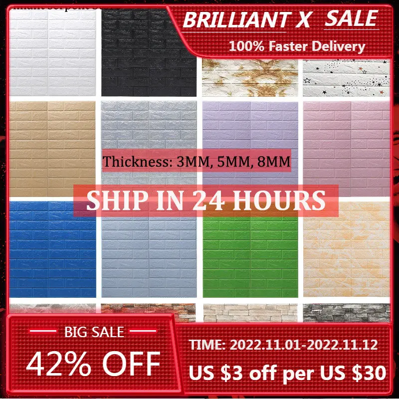 70x77cm Self adhesive Wallpaper Peel Stick 3D Wall Panel Living Room Brick Stickers Bedroom Kids Room Brick Papers Home Decor