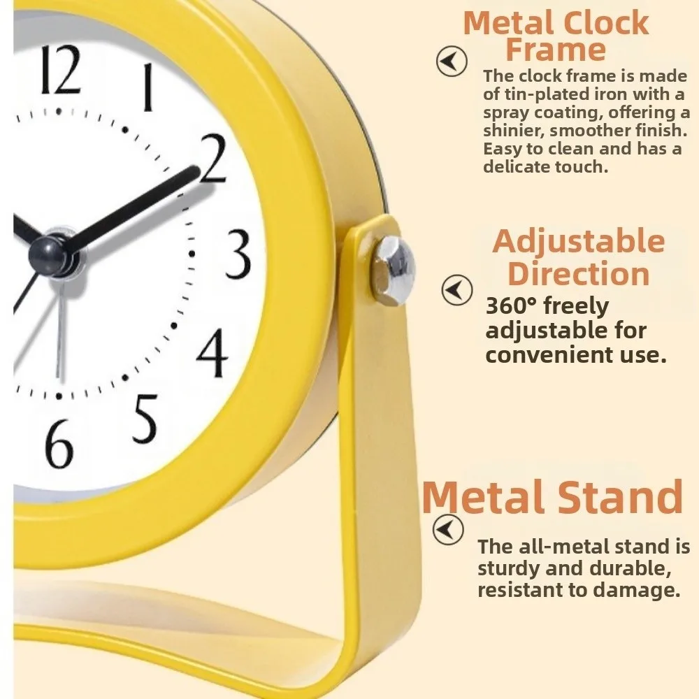 Creative Silent Mechanism Alarm Clock Loud Sound with Night Light Desktop Clock Rotating Bracket Electronic Clock Office Decor