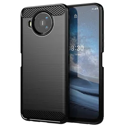 Luxury Soft Matte Carbon Fiber Silicone Protective Case - Elegant Cover for Nokia 8V 5G UW (Black)