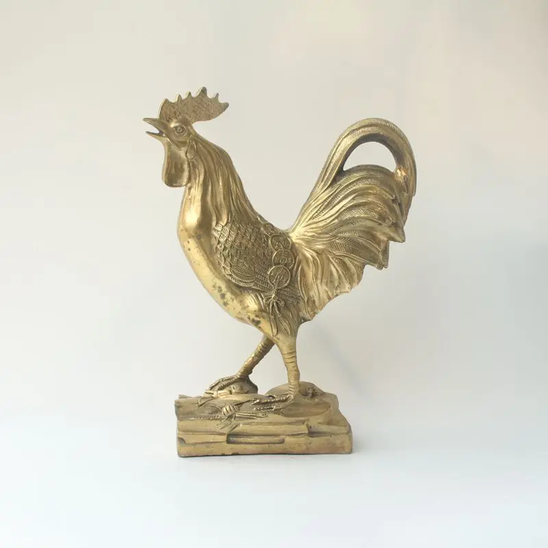 

Pure Copper Chinese Zodiac of Rooster Town House Chicken King Bronze Crafts Decoration Fortune Bringing and Home-Exorcising Gril