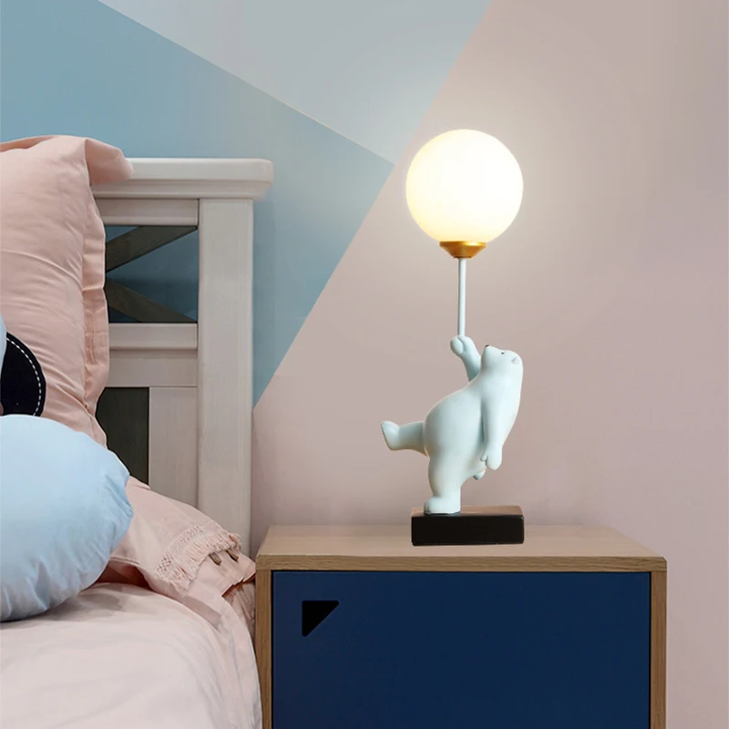 Cartoon Bear Table Lamps Boy Girl Bedroom Bedside Illumination Creative Study Reading Table Lights Children's Room Bear Lamp G9 4