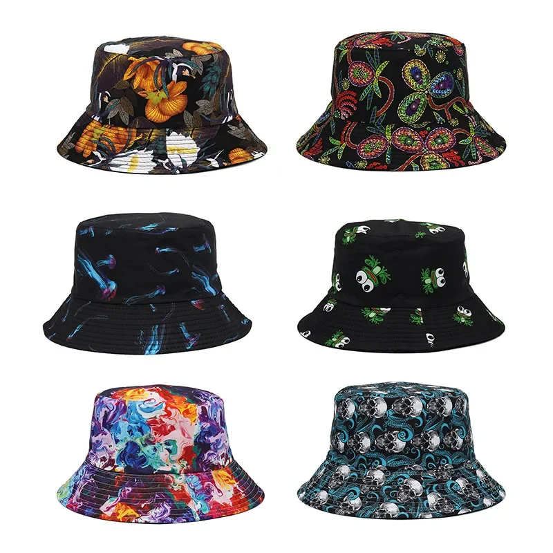 Summer Graffiti Bucket Hat for Women Men Skull Floral Outdoor Foldable Bob Fisherman Hat Girls Gorros Panama Sun sun hats fisherman hat denim bucket hats sunscreen hats camping hats bucket hats sun hat