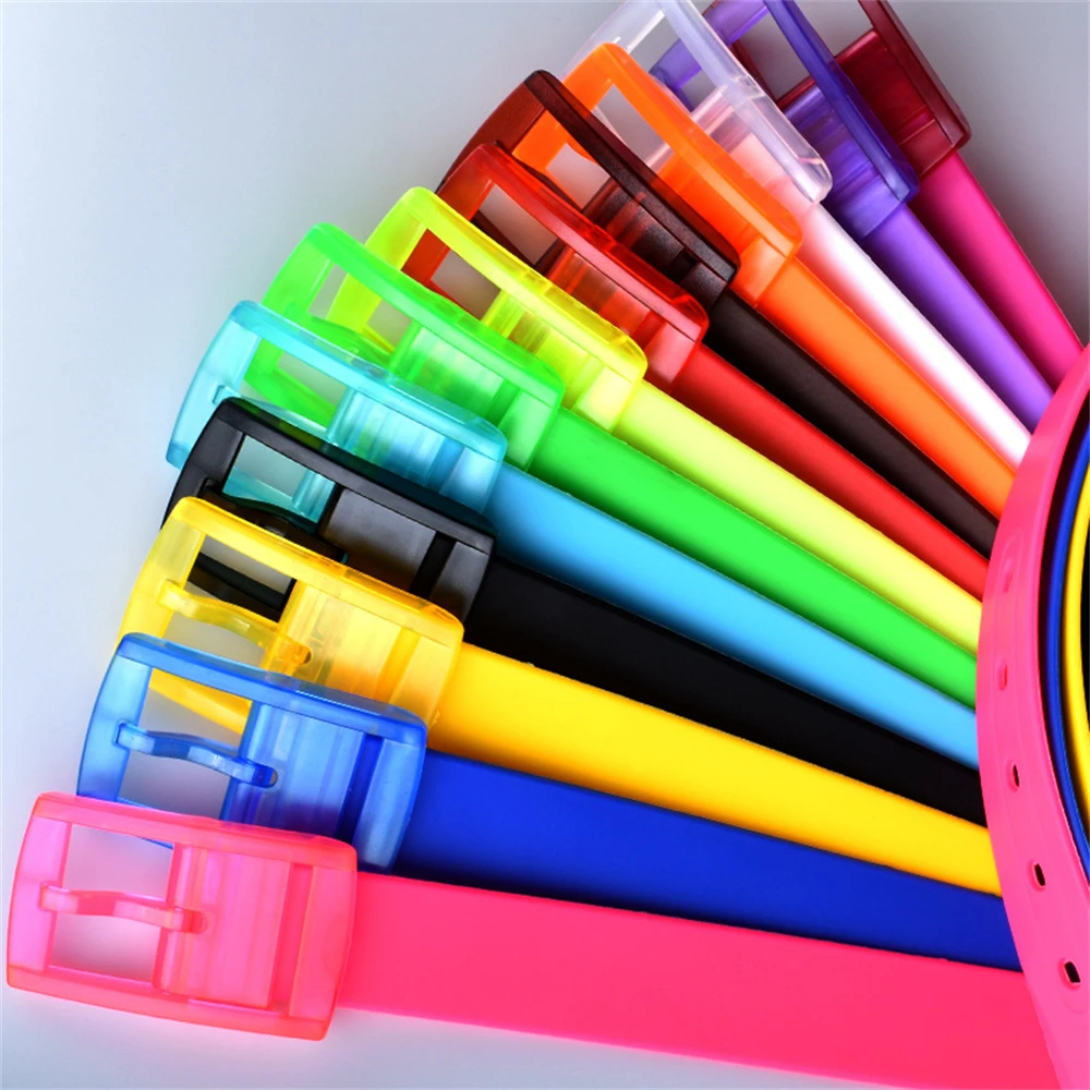 Men and women universal plastic buckle candy-colored non-metal, security check high-quality silicone belt K640