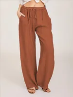 Summer and Autumn New Casual Women's Wear in Europe, America, and Europe Large Loose Cotton Hemp Casual Pants - Image 6