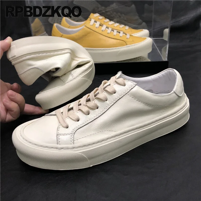 

Soft Sole Real Leather Rubber Trainers Flats Shoes Sport Comfort Casual Sneakers Men Trending Fashion Athletic Skate Lace Up