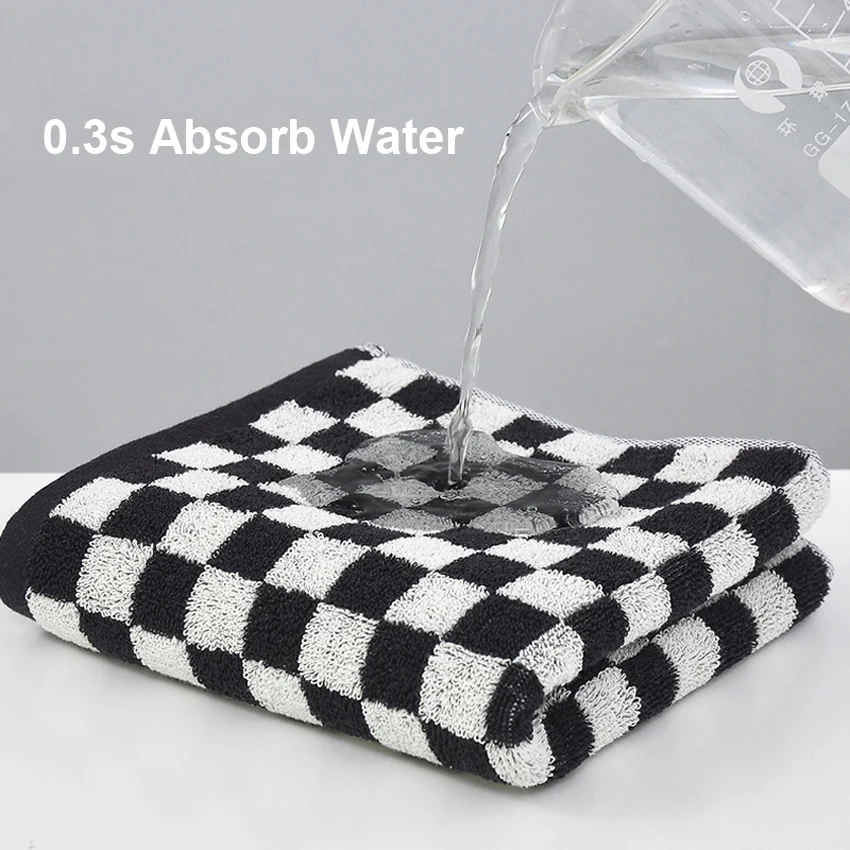 1pc Checkered Pattern Bath Towel Or 1pc Face Towel, Absorbent Towel For  Bathroom