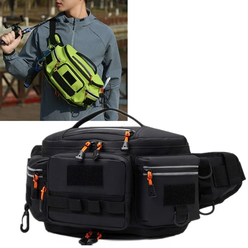Sac banane pêche homme molle multi-poches pour leurres, chasse, randonnée, vélo et running - pratique