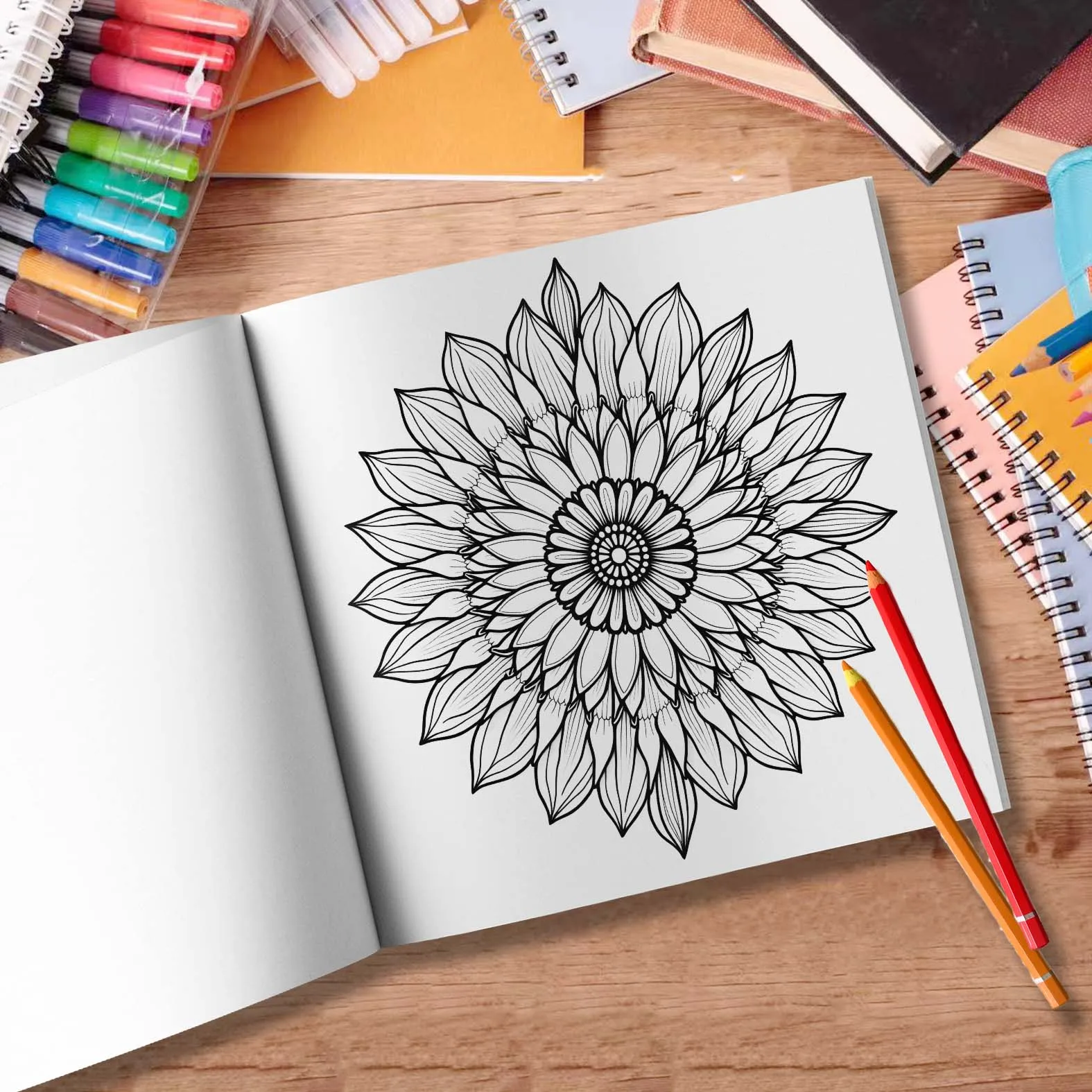 1pc Mandala Coloring Book Teenagers Adult Picture Book, 24 Page Graffiti Painting Drawing Stress Relief, Birthday Gift 6