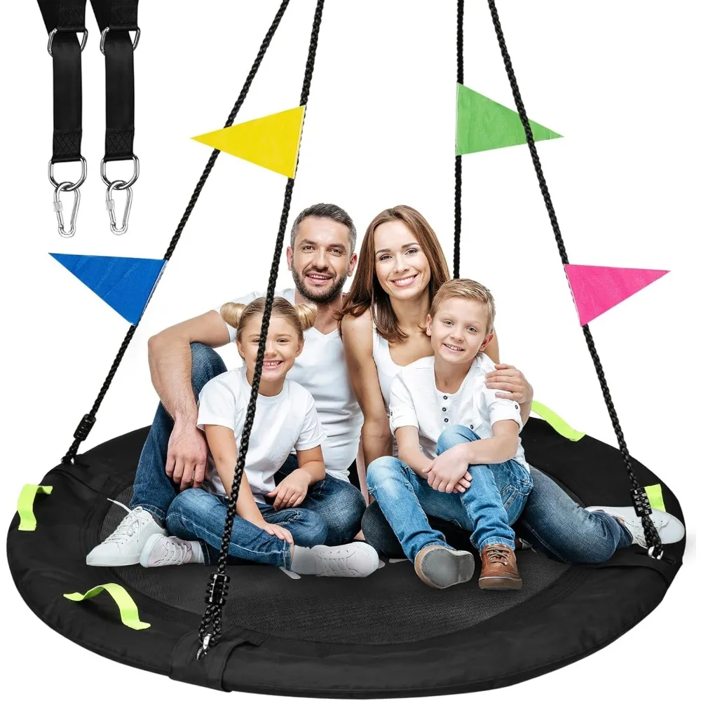 Tree Swing, 60 inch Swing for Whole Family, 900lbs Weight Capacity, w/Adjustable Hanging Straps, for Outdoor Backyard 1