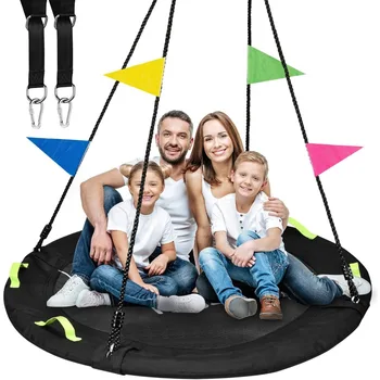 Tree Swing, 60 inch Swing for Whole Family, 900lbs Weight Capacity, w/Adjustable Hanging Straps, for Outdoor Backyard 1