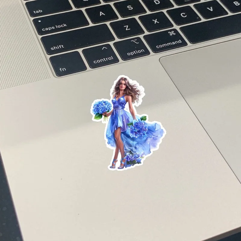 Cute Waterproof Retro Blue Embroidery Ball Girl Decorative Stickers for Journal Scrapbooking DIY Album INS Style Stationery
