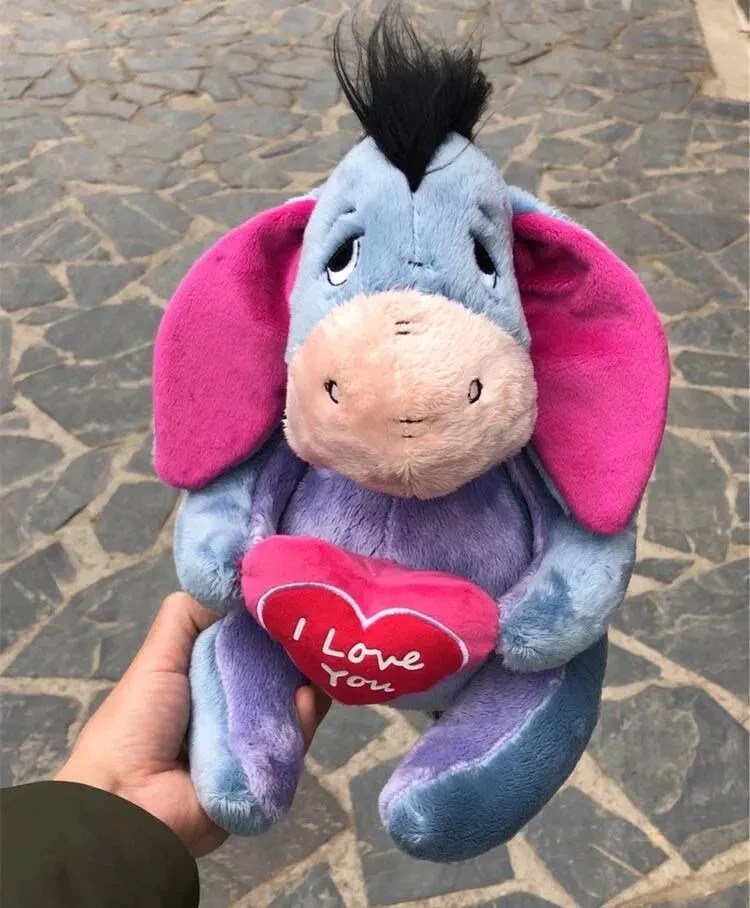 

1 шт., 30 см = 11,8 дюйма, Оригинальная мягкая кукла Eeyore с надписью «I LOVE U», игрушки в форме сердца, подарок на день Святого Валентина, подарок для любимого человека