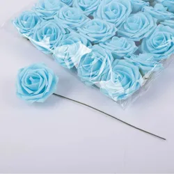 Elegant Ultra - Realistic Artificial Roses for Decorative Floral Designs (Blue - 25pcs)