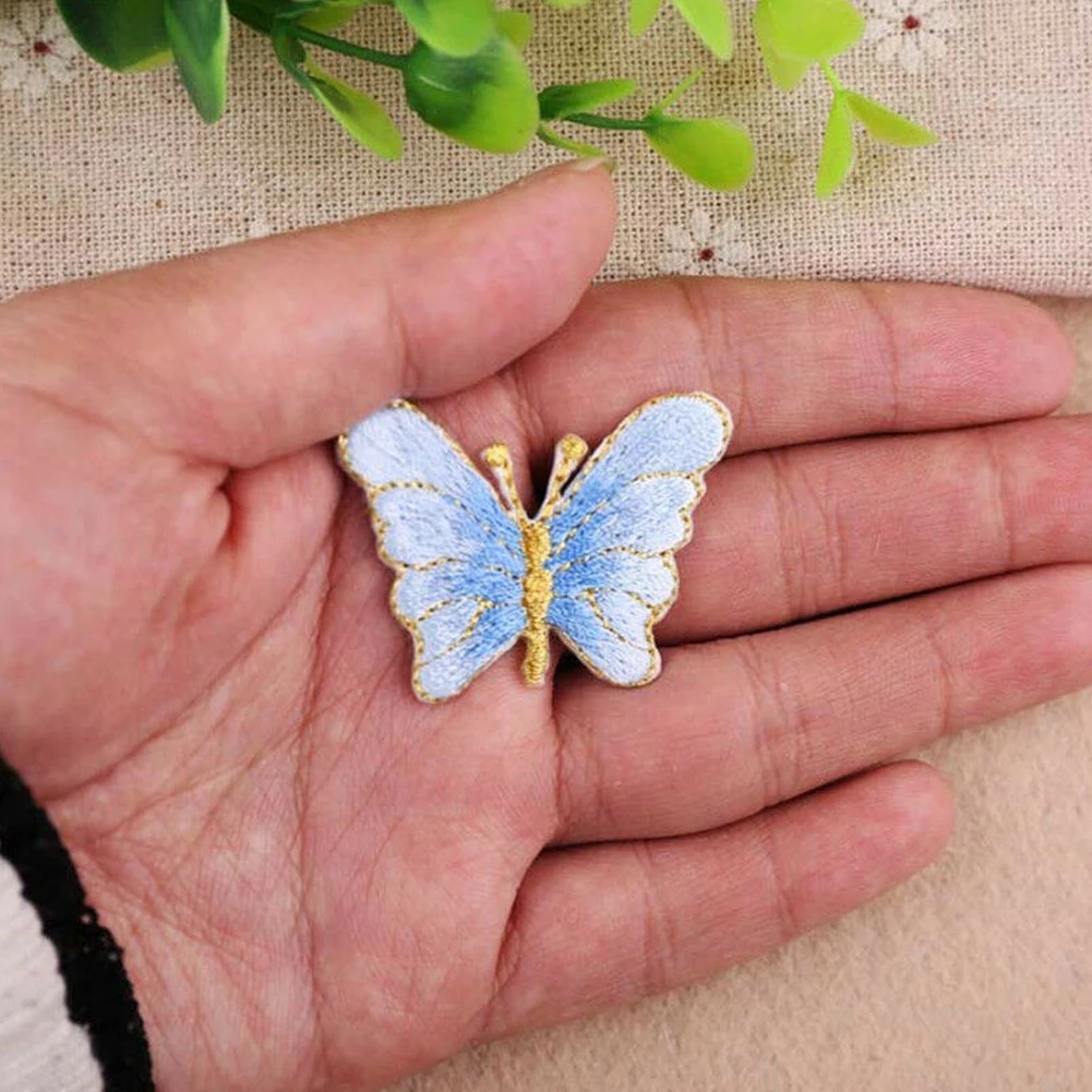 Fashion Butterfly Embroidered Patches DIY Fabric Bag Clothes Applique Sew Badge Craft