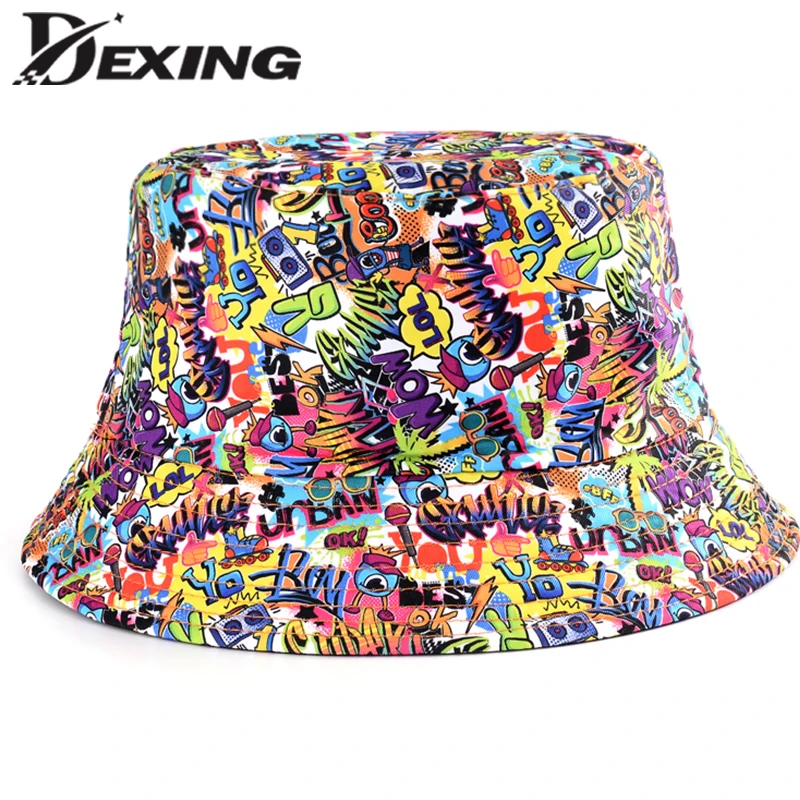 Sun Hats Fisherman Hat Denim Bucket Hats Sunscreen Hats Camping Hats Bucket Hats Sun Hat Spring Summer Cartoons Graffiti Bucket Hat For Women Men Outdoor Foldable Bob Fisherman Hat Girls Boys Panama Sun Beach