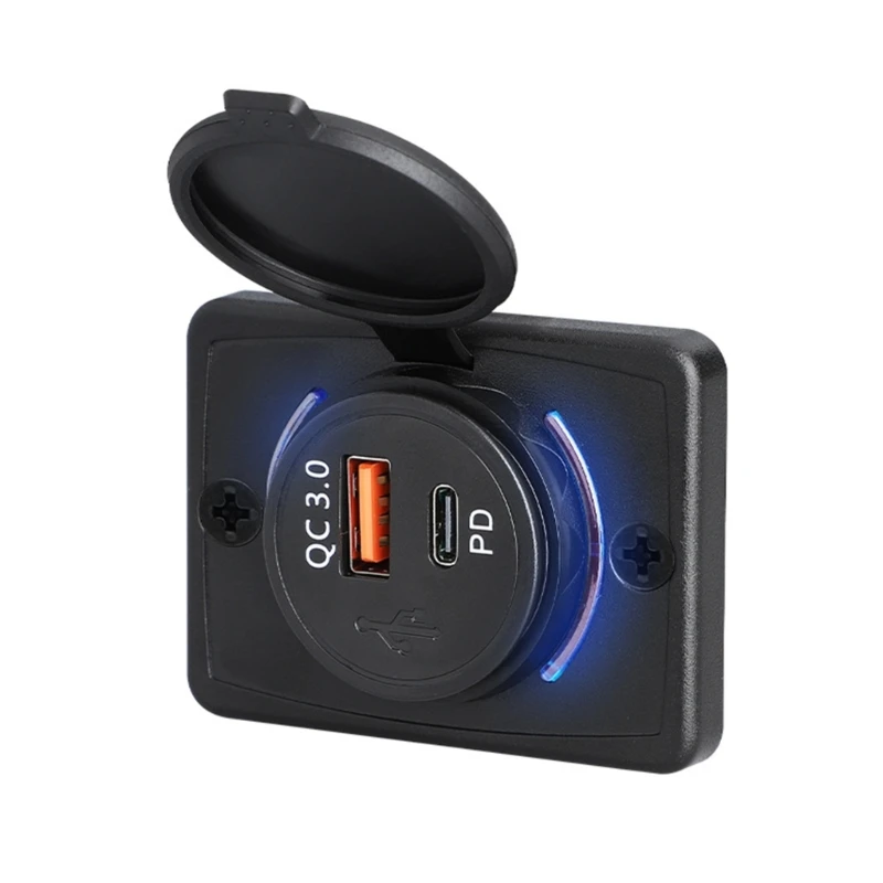 

USB-розетка для автодомов 12 В/24 В с крышкой, PD3.0, 18 Вт, тип и QC3.0, 18 Вт, панель USB-порта, автомобильные USB-разъемы,