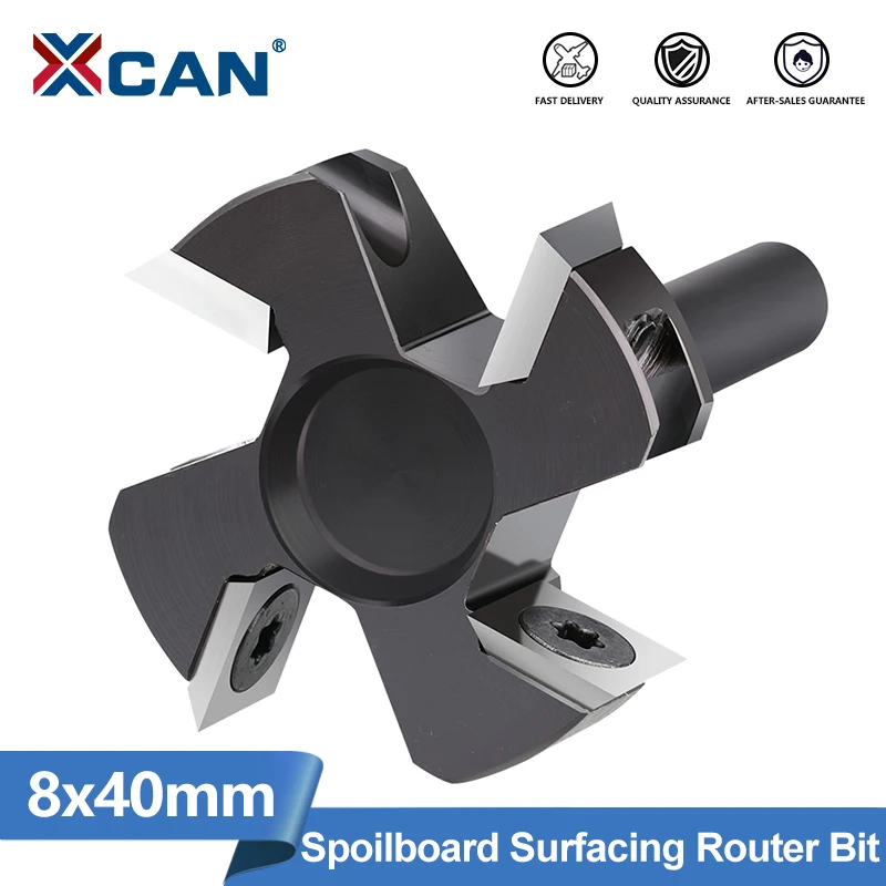 XCAN 8x40mm CNC Spoilboard Oberflächenfräser Instert Hartmetall Holzhobel Bit Platte Abflachung Hobeln Holz Fräser