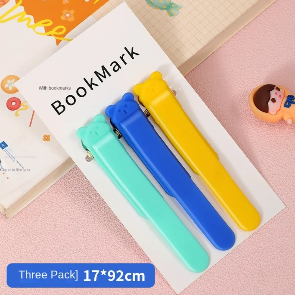 Silicone Bookmark 1/3 Pcs Cute Bear Bookmark Clip Automatically Follows Silicone for Student Page Flipping