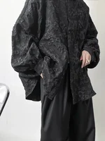 XITAO New Crumpled Jacquard Shirt Loose Fashion Solid Color Casual Turn-down Collar Top New All-match Bat Wing Sleeve WMD5191 - Image 5