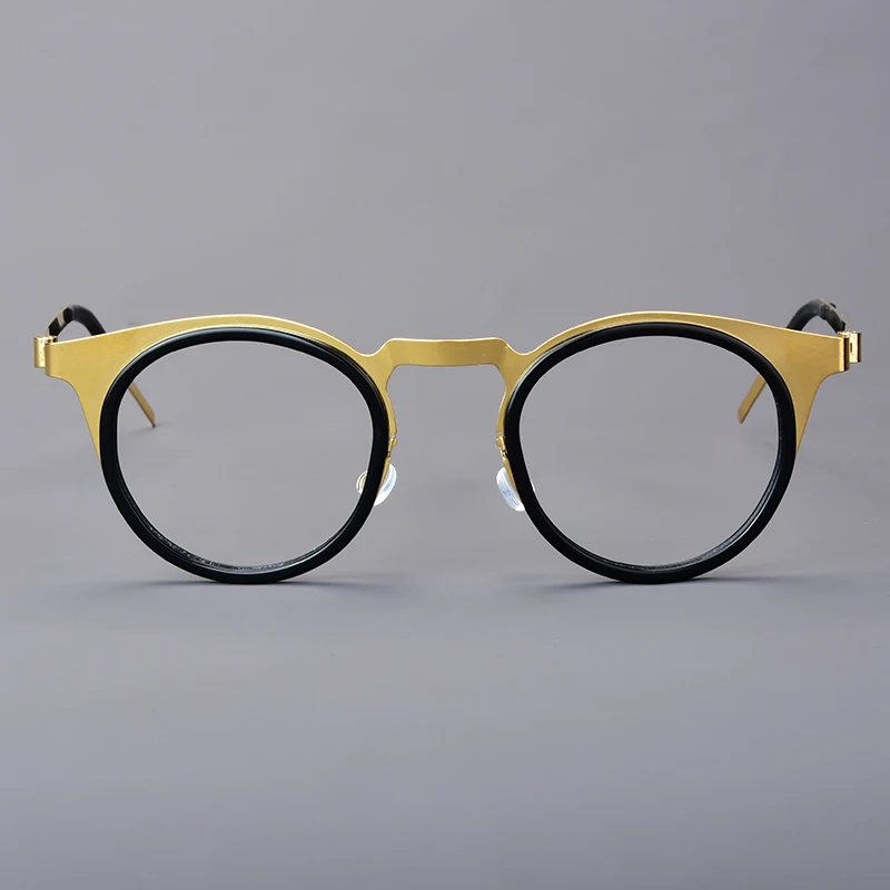Dänemark Marke Retro Runde Titan Brille Rahmen Ultra-licht Männer Frauen Brillen Brillen Schraubenlose Handgemachte 9767 Neue Spektakel – Detail 29
