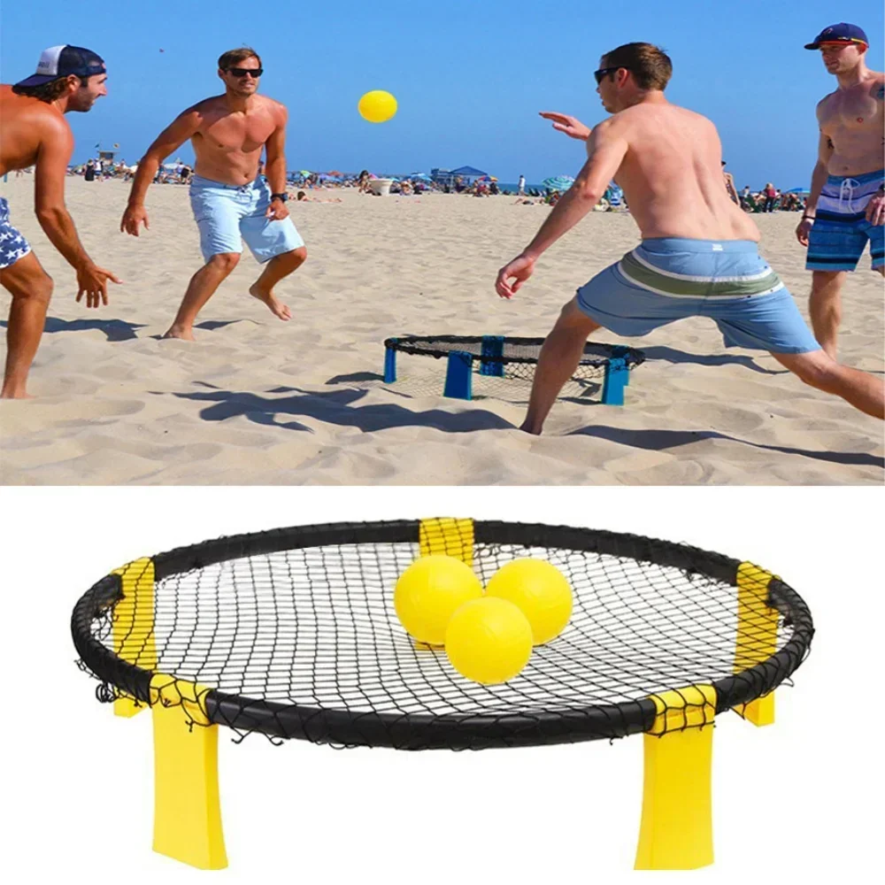 Beach Volleyball Ball Mini Game Set Outdoor Team Sports Lawn Fitness Equipment 3 Balls Volleyball Net Set