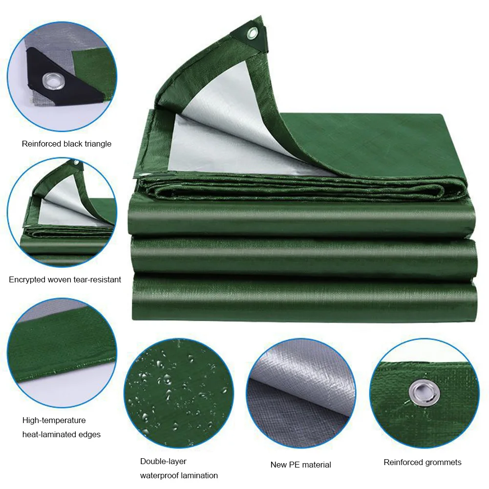 Large Tarpaulin Waterproof Heavy Duty 5/4/3m Tarp Rain Cover Reinforced Multipurpose Camping Garden Backyard Canopy Awning