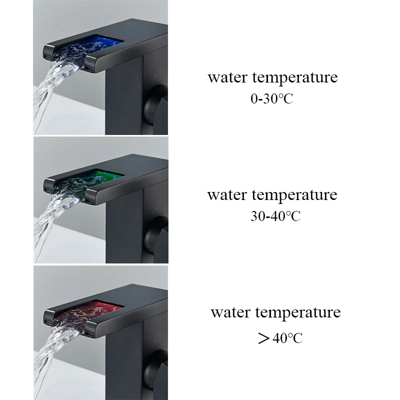 Bathroom Faucet Bathroom LED Basin Sink Faucet Color Change Deck Mount Brass Single Handle Single Hole Short/Tall Cold Hot Water Mixer Valve Tap