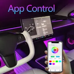 Tesla For Model 3 Y Symphony Special LED RGB Atmosphere Light Radiant Carving 512 Color Mobile App Vehicle Screen Color Control
