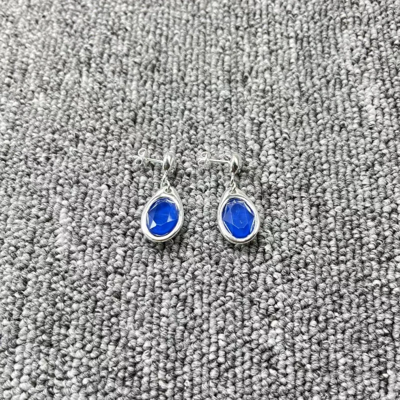 

Новинка 2022, изысканные модные гальванические серебряные овальные синие Подвесные серьги UNOde50, детские подарки