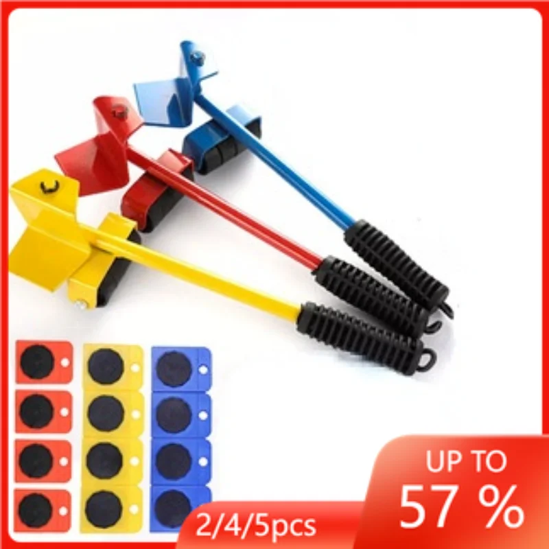 

2/4/5pcs Professional Furniture Transport Lifter Tool Set Heavy Stuffs Moving Hand Tools Set Wheel Bar Mover Device