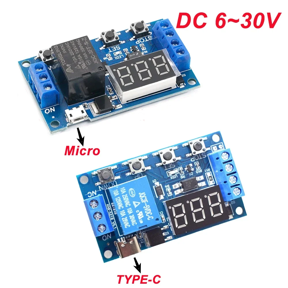 DC 6-30V relè Timer modulo relè di rardo programmabile Timer ciclo con Display LCD/5V Micro USB, Controller Smart Home  502
