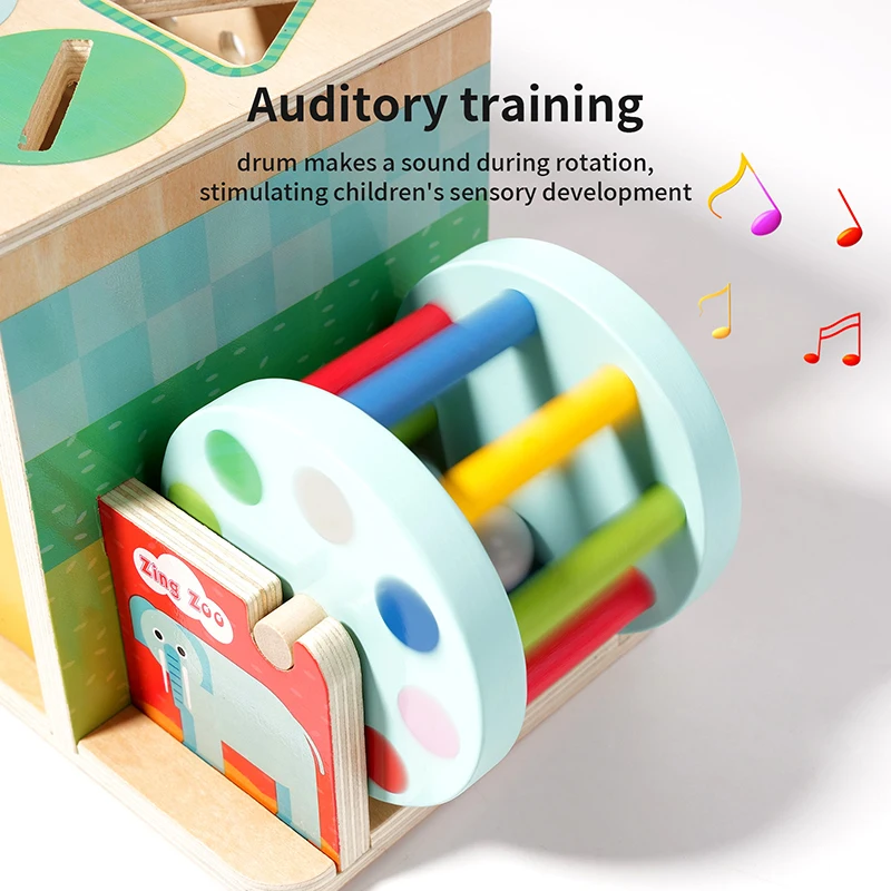 Montessori Wooden Sensory Toy Baby Shape Matching Color Cognition  Permanence Box Kid Music Stick Fine Motor Skill Education Toy 3