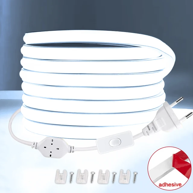 Bande lumineuse LED COB flexible, 220V, 220V, haute luminosité, étanche, pour chambre à coucher, cuisine, éclairage de jardin 1
